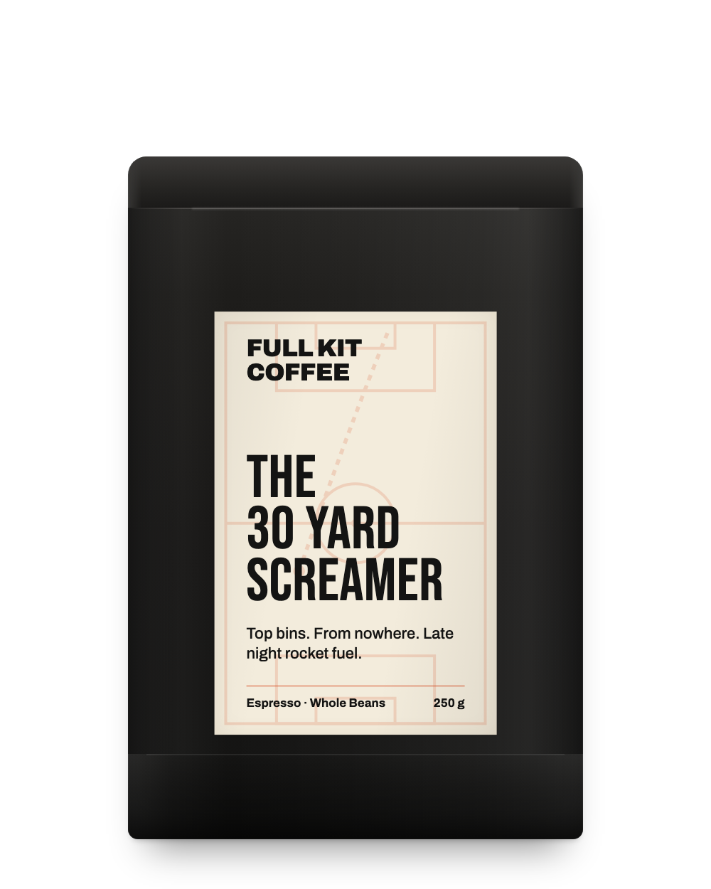 The 30 Yard Screamer, espresso roast, 250g matt black bag